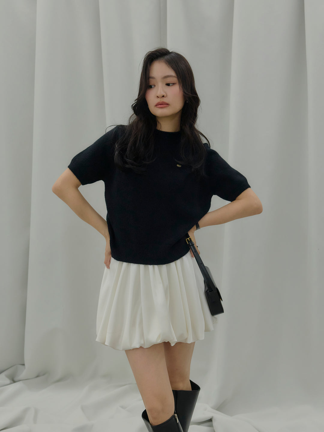 サテンバルーンミニスカート(インパン付き)