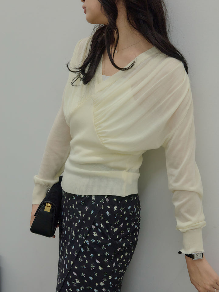 【Essential】Wrap design satin mermaid skirt