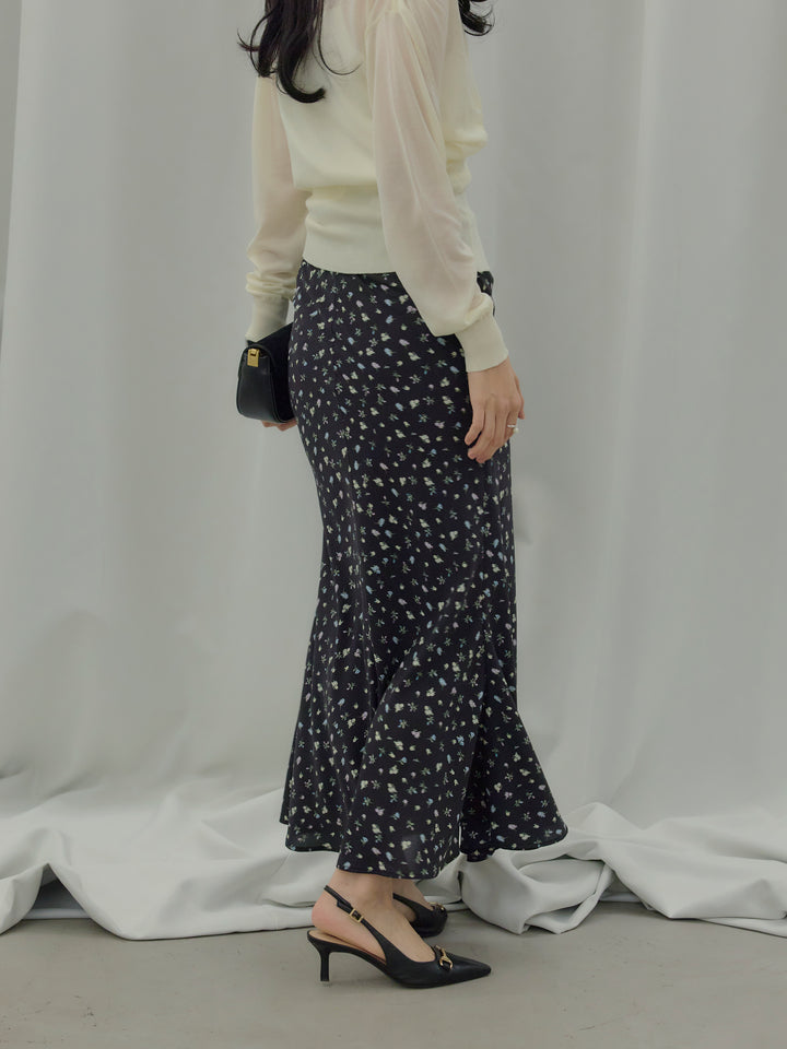 【SET】【Essential】Back open satin camisole dress+【Essential】Wrap design satin mermaid skirt(2set)