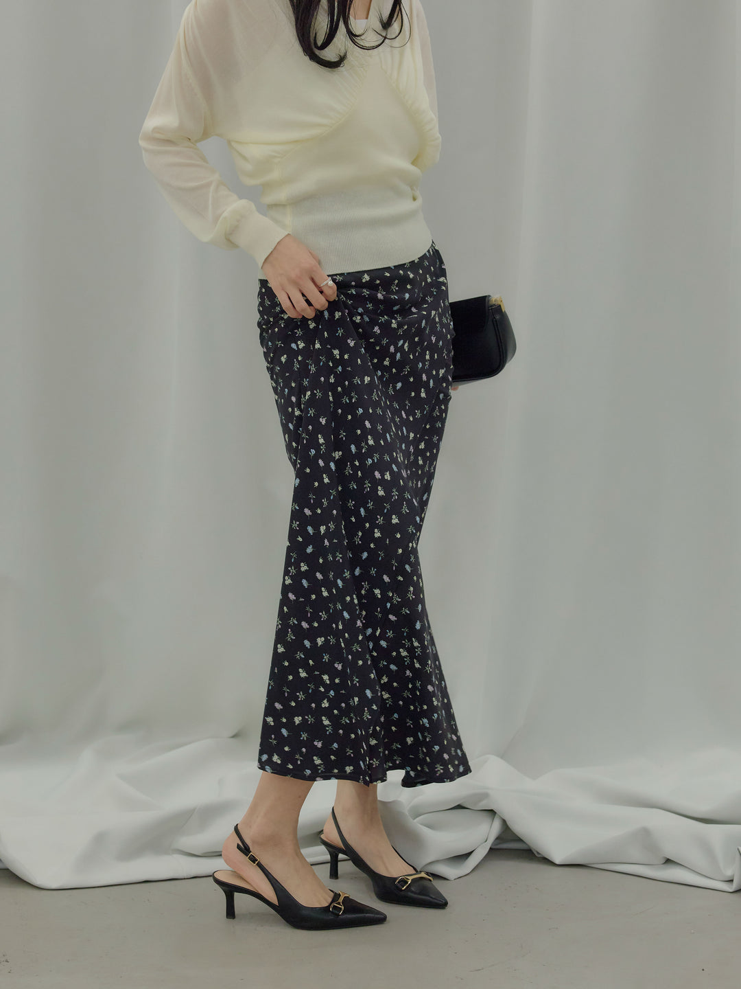 【SET】【Essential】Wrap design satin mermaid skirt+【Essential】Wrap design satin mermaid skirt(2set)