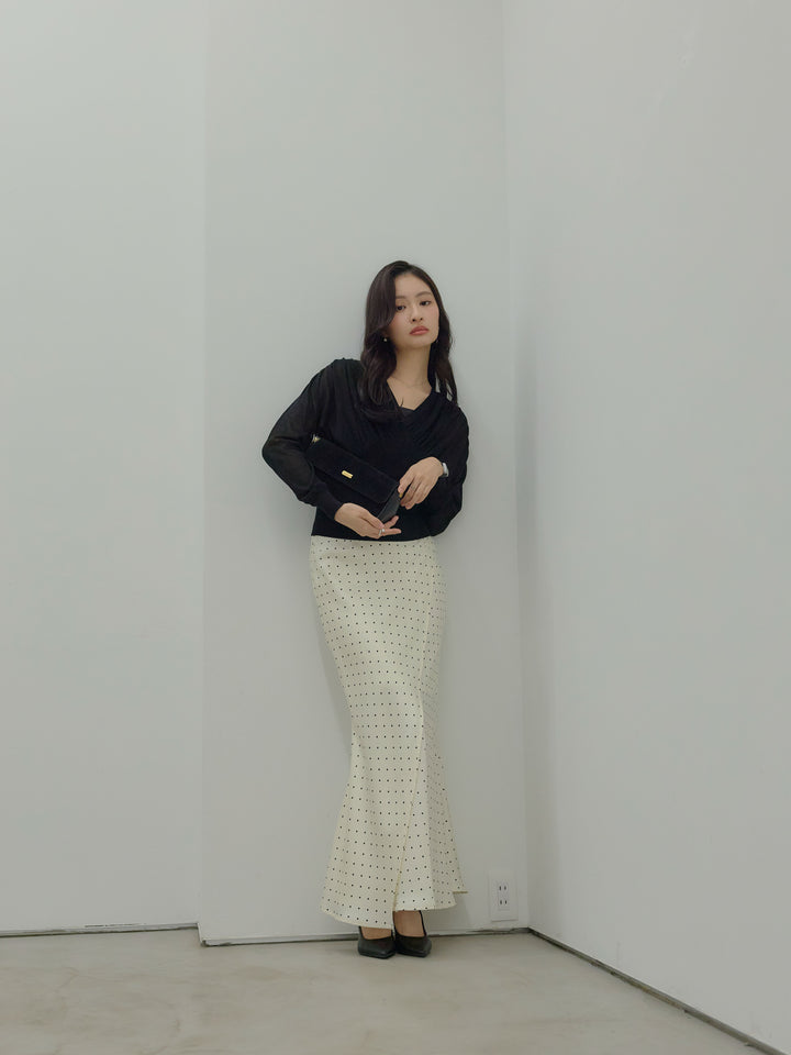 【Essential】Wrap design satin mermaid skirt