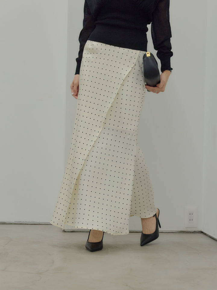 【SET】【Essential】Back open satin camisole dress+【Essential】Wrap design satin mermaid skirt(2set)