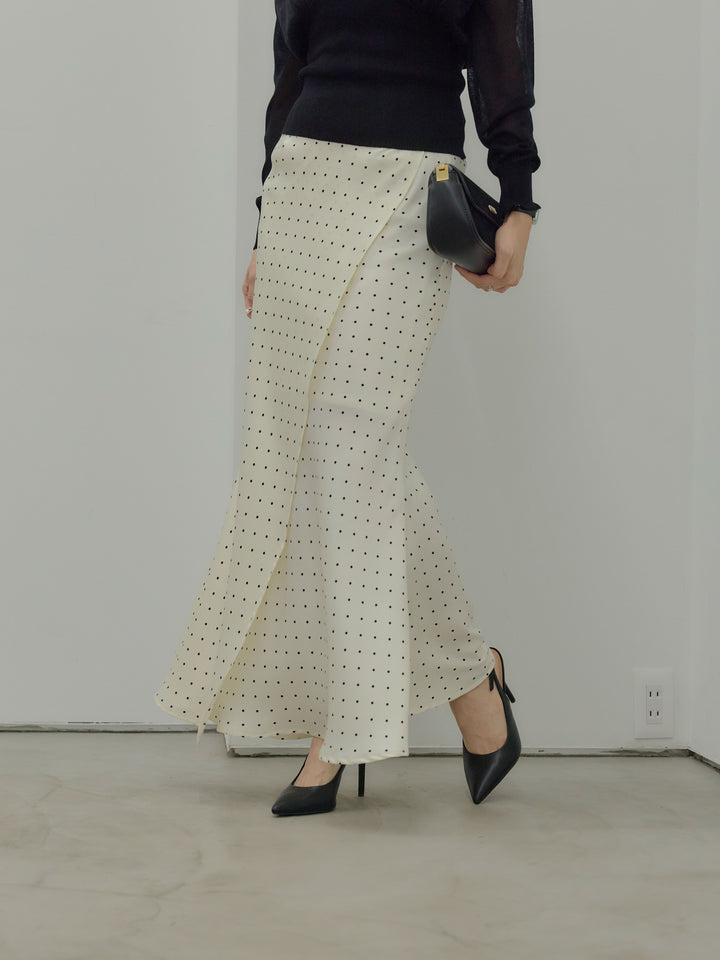 【Essential】Wrap design satin mermaid skirt