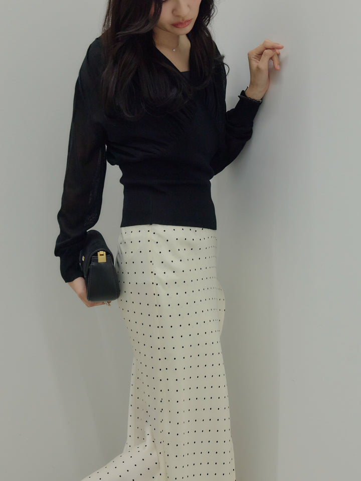 【Essential】Wrap design satin mermaid skirt