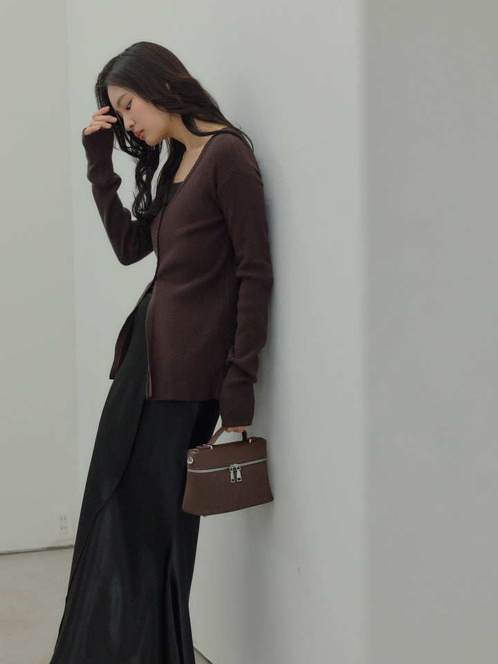 【Essential】Wrap design satin mermaid skirt