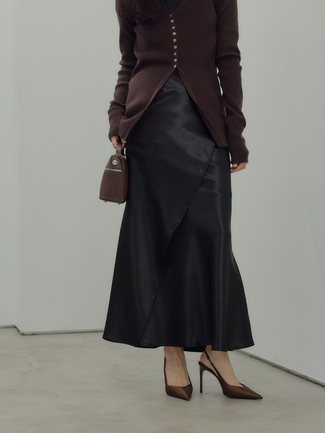 【SET】【Essential】Wrap design satin mermaid skirt+【Essential】Wrap design satin mermaid skirt(2set)