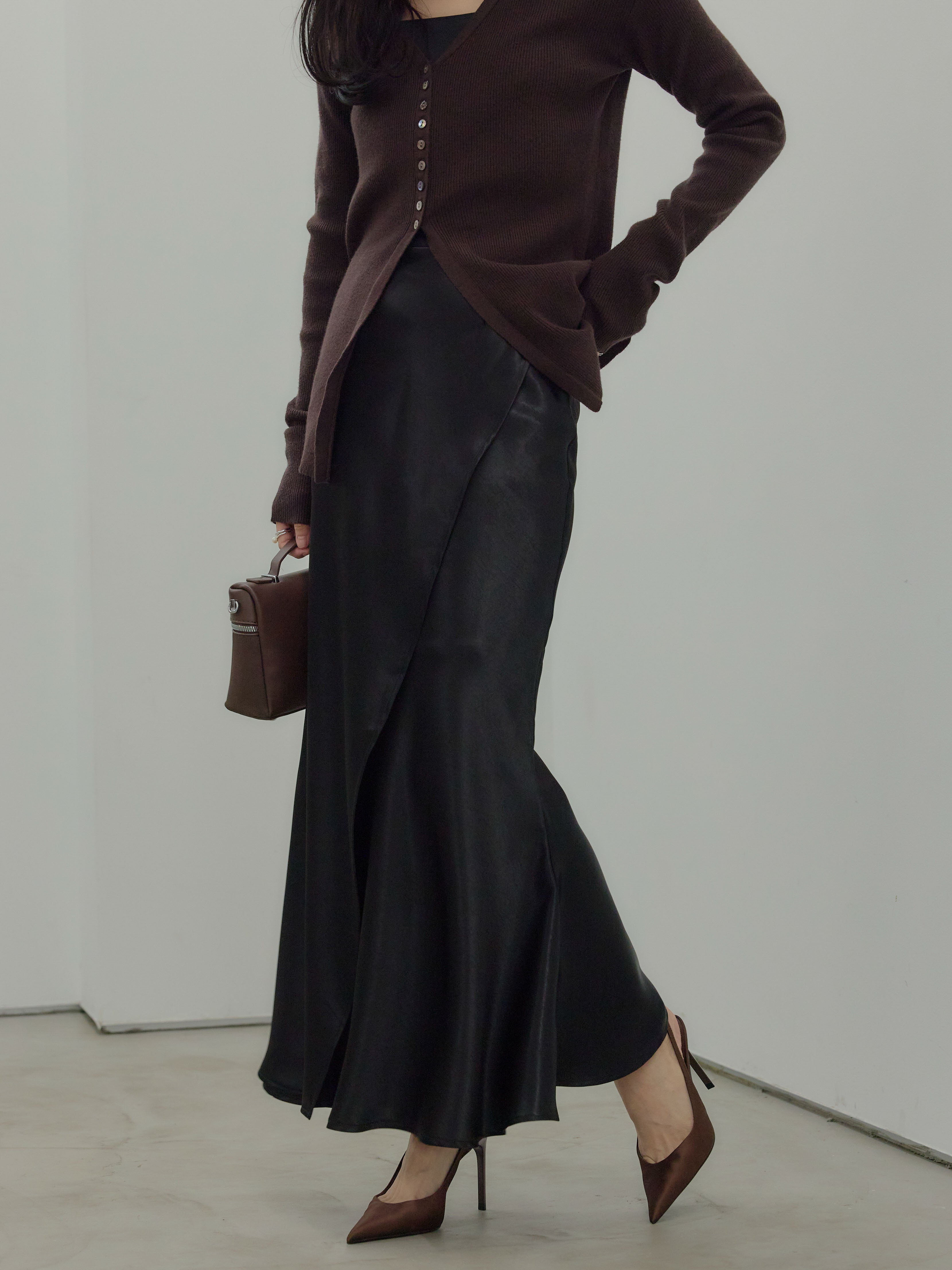 Essential】Wrap design satin mermaid skirt – nairo