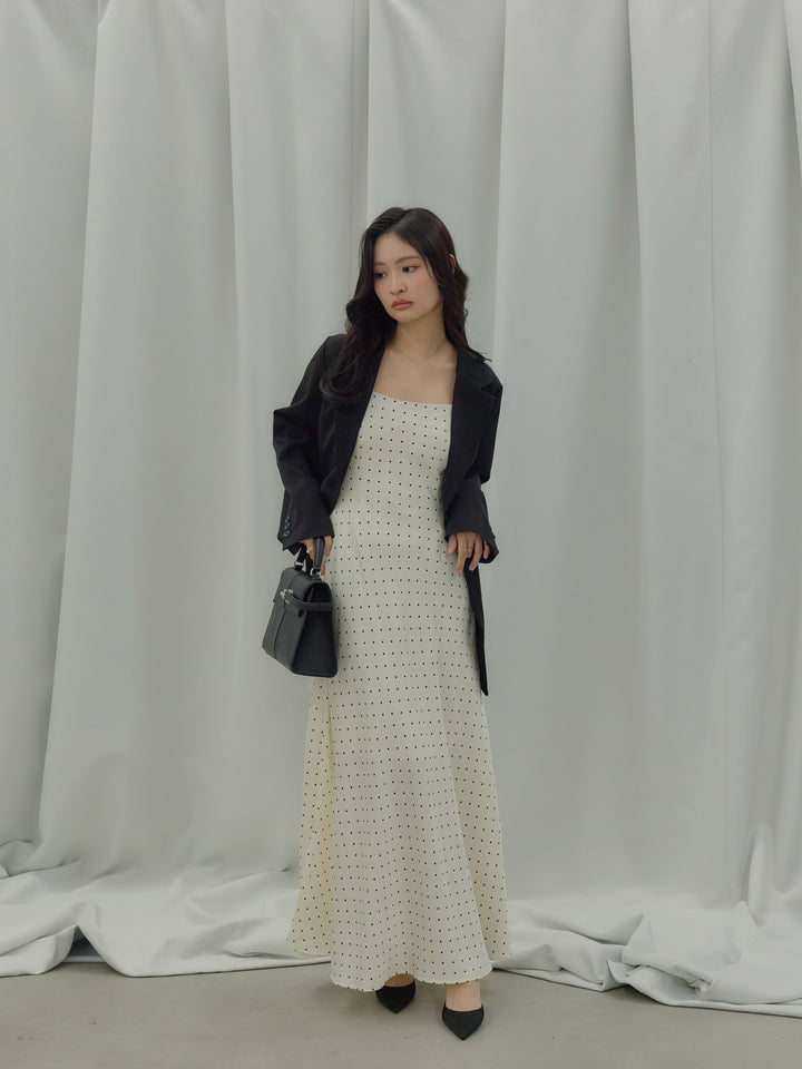 【SET】【Essential】Authentic jacket+【Essential】Back open satin camisole dress(2set)