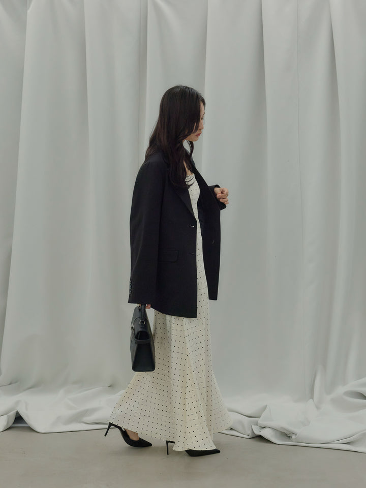 【SET】【Essential】Authentic jacket+【Essential】Back open satin camisole dress(2set)