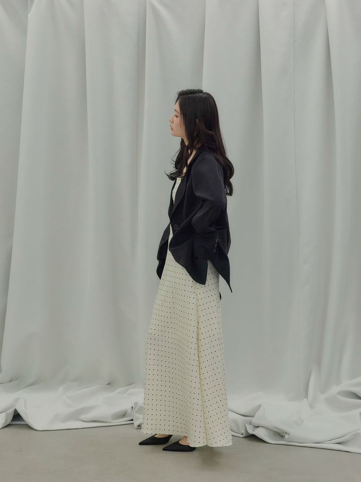 【SET】【Essential】Authentic jacket+【Essential】Back open satin camisole dress(2set)