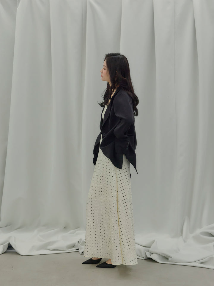 【Essential】Back open satin camisole dress