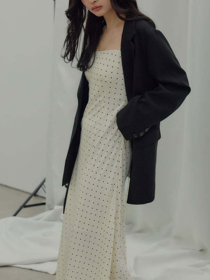 【SET】【Essential】Authentic jacket+【Essential】Back open satin camisole dress(2set)