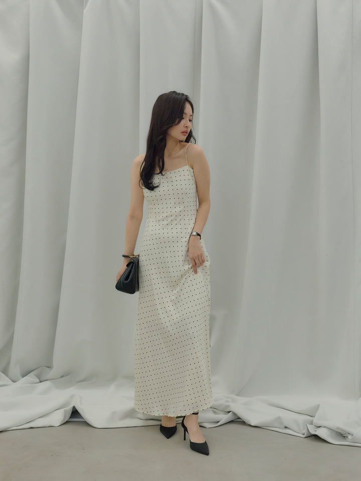 【SET】【Essential】Back open satin camisole dress+【Essential】Wrap design satin mermaid skirt(2set)