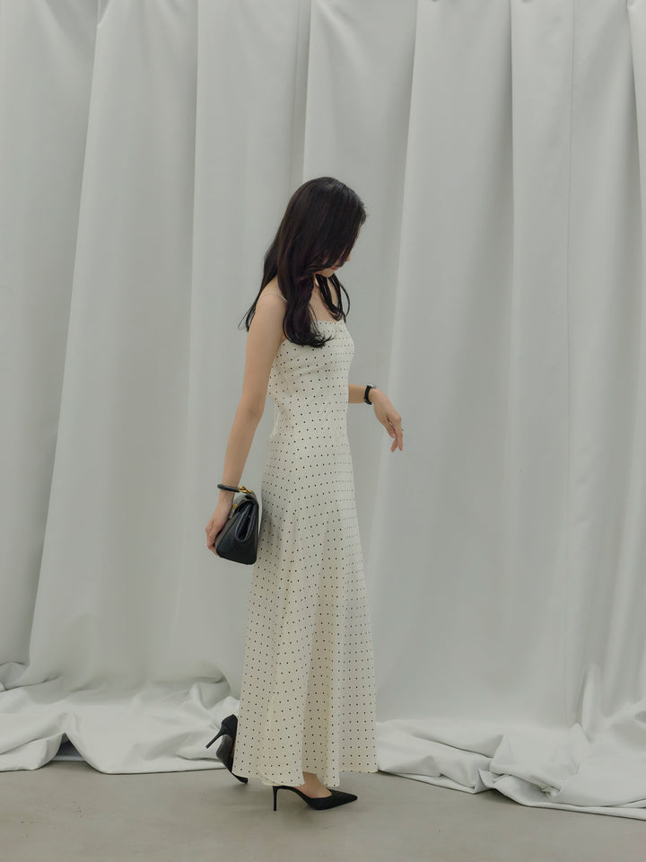 【SET】【Essential】Back open satin camisole dress+【Essential】Wrap design satin mermaid skirt(2set)