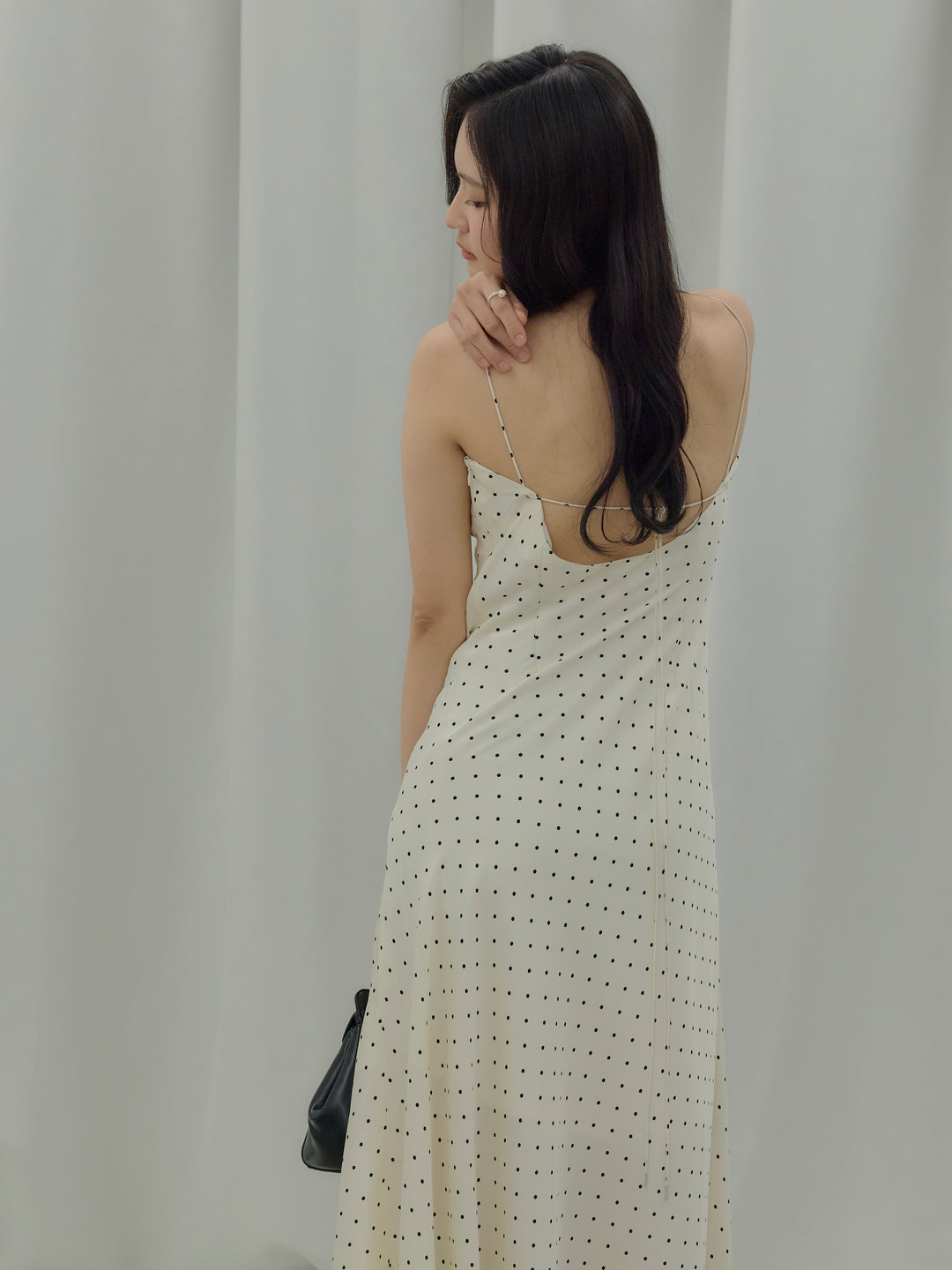 【SET】【Essential】Back open satin camisole dress+【Essential】Wrap design satin mermaid skirt(2set)