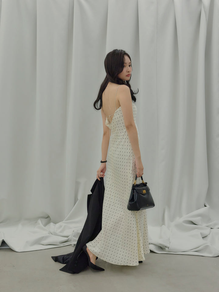 【SET】【Essential】Back open satin camisole dress+【Essential】Wrap design satin mermaid skirt(2set)