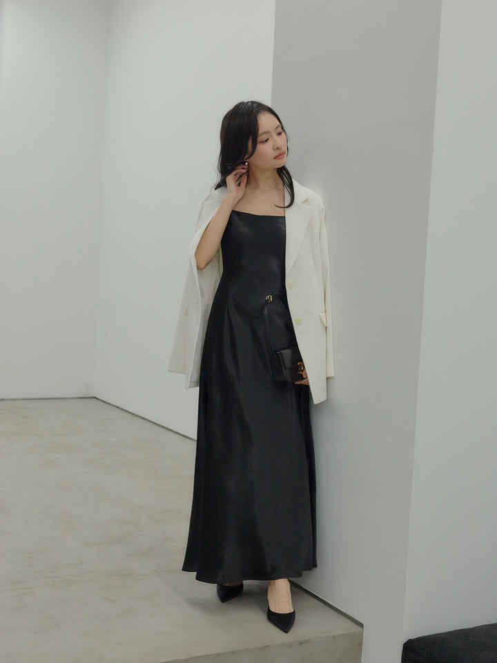 【SET】【Essential】Authentic jacket+【Essential】Back open satin camisole dress(2set)