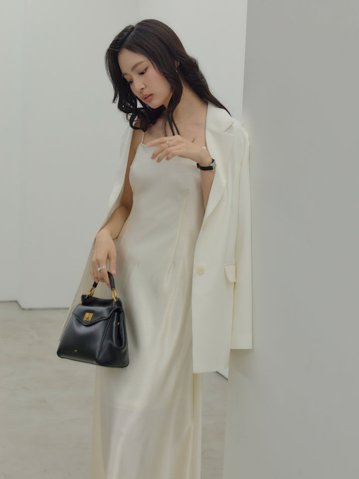 【SET】【Essential】Authentic jacket+【Essential】Back open satin camisole dress(2set)