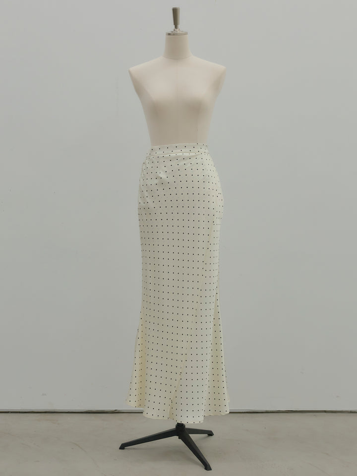 【SET】【Essential】Back open satin camisole dress+【Essential】Wrap design satin mermaid skirt(2set)