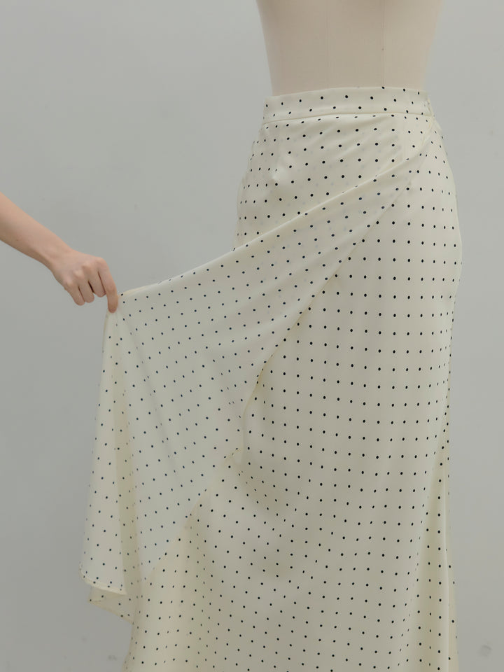 【SET】【Essential】Back open satin camisole dress+【Essential】Wrap design satin mermaid skirt(2set)