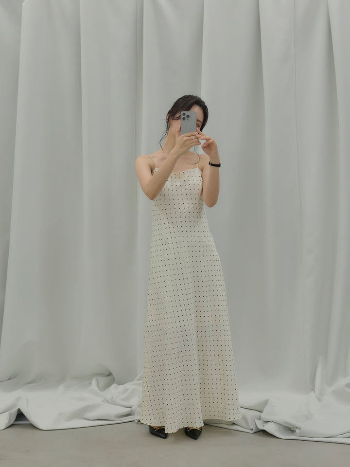 【SET】【Essential】Back open satin camisole dress+【Essential】Wrap design satin mermaid skirt(2set)