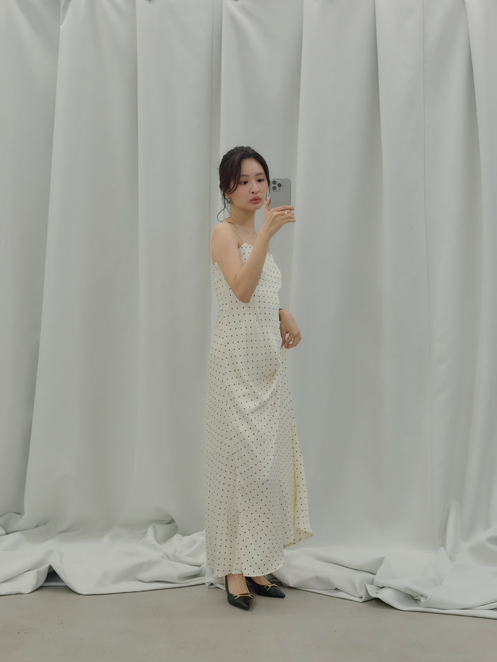 【SET】【Essential】Back open satin camisole dress+【Essential】Wrap design satin mermaid skirt(2set)