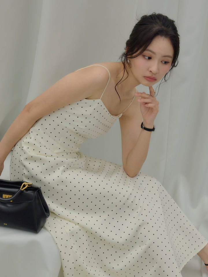 【SET】【Essential】Back open satin camisole dress+【Essential】Wrap design satin mermaid skirt(2set)