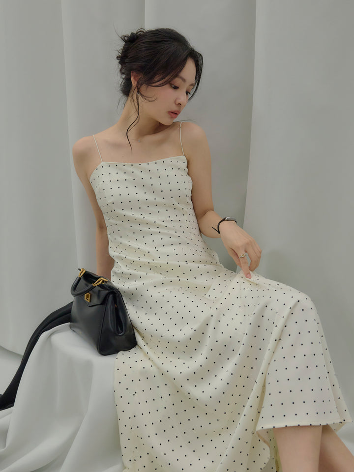 【SET】【Essential】Back open satin camisole dress+【Essential】Wrap design satin mermaid skirt(2set)