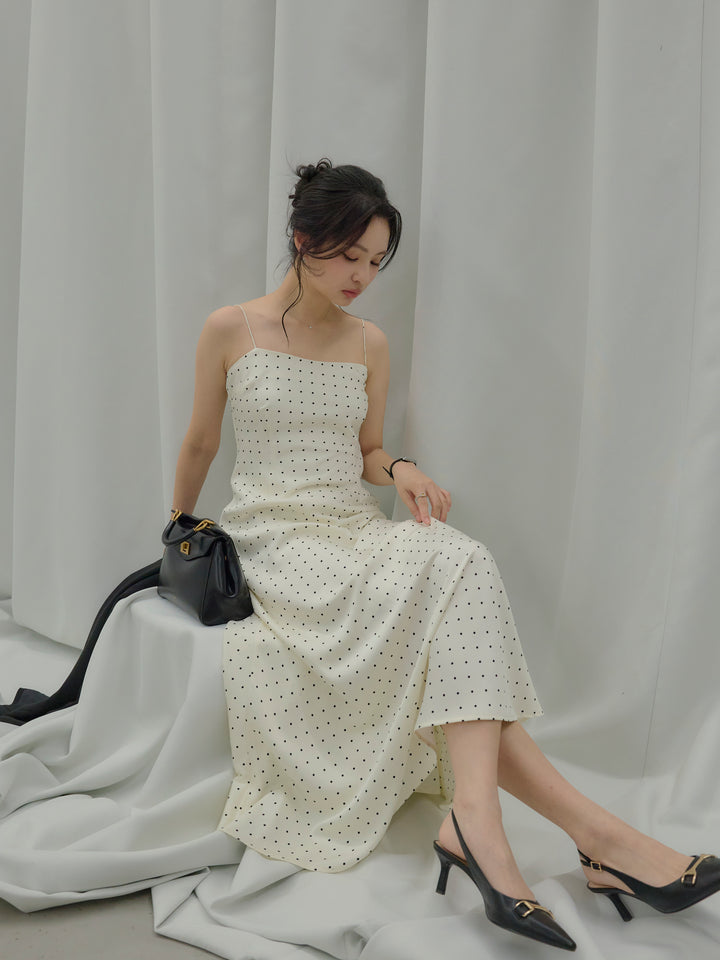 【SET】【Essential】Back open satin camisole dress+【Essential】Wrap design satin mermaid skirt(2set)