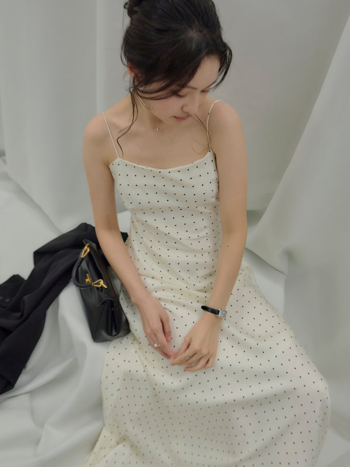 【SET】【Essential】Back open satin camisole dress+【Essential】Wrap design satin mermaid skirt(2set)