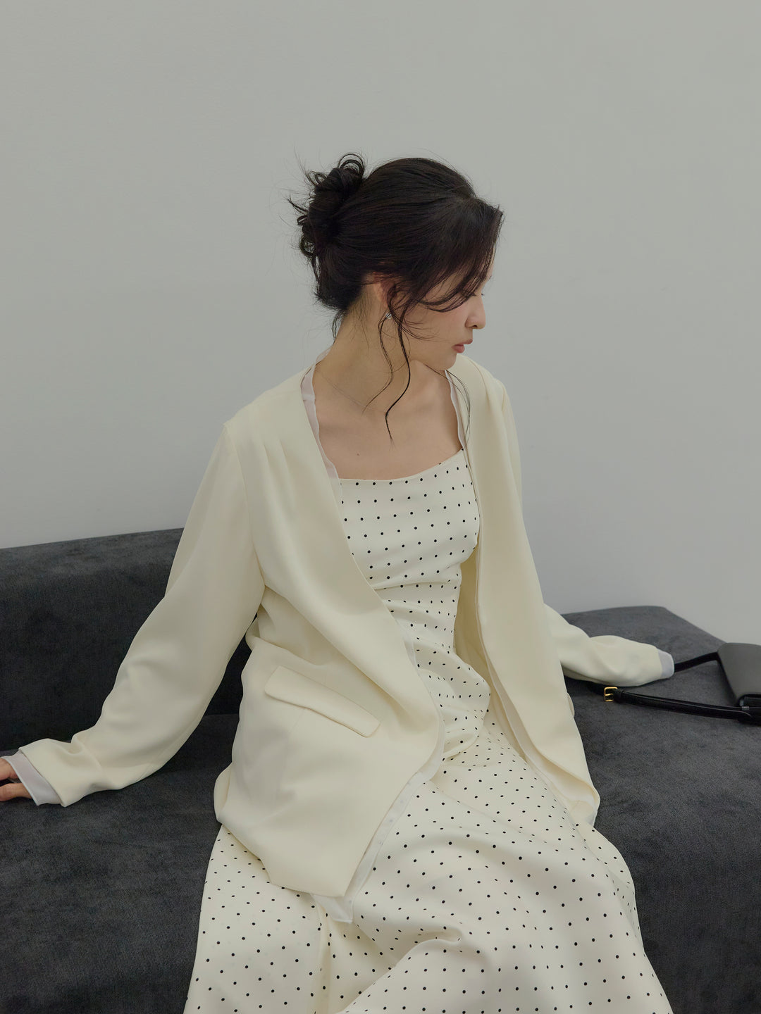 【Essential】Tulle layered over jacket