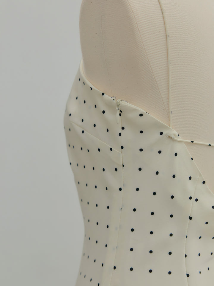 【Essential】Back open satin camisole dress