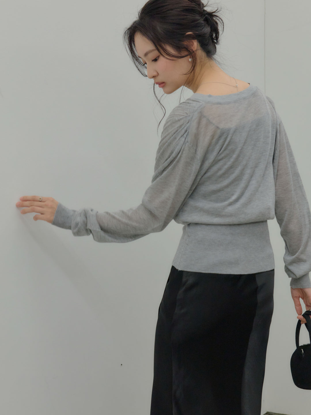 【Essential】Wrap design satin mermaid skirt