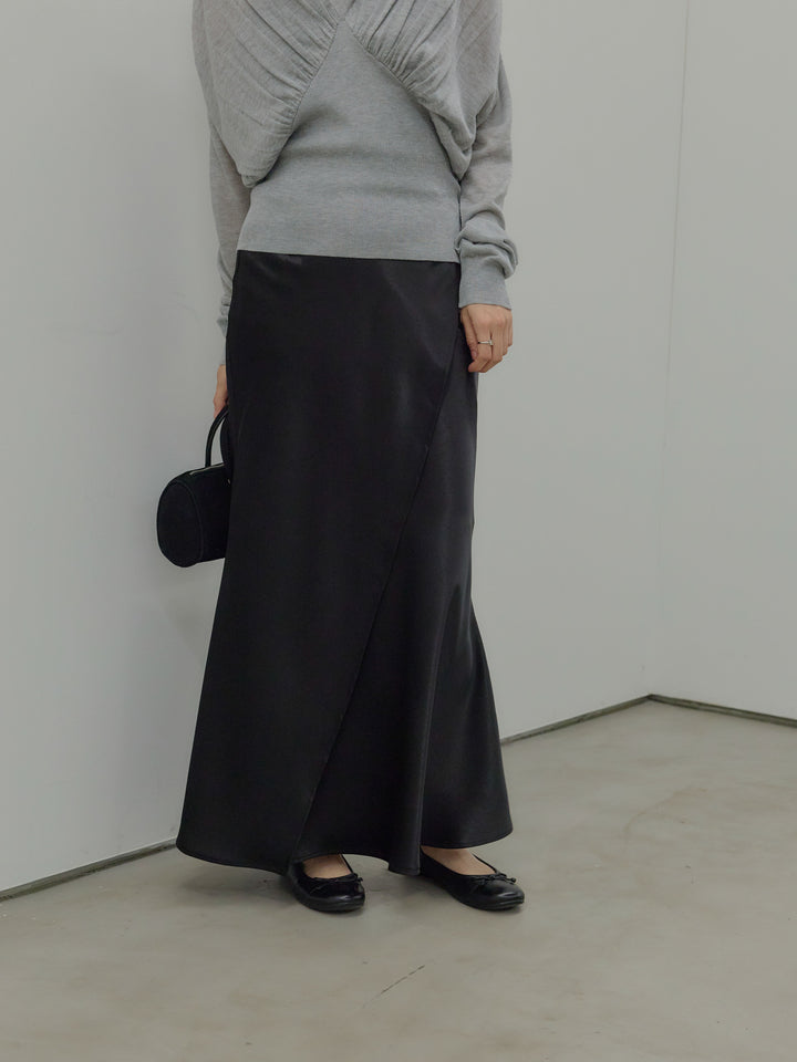 【SET】【Essential】Wrap design satin mermaid skirt+【Essential】Wrap design satin mermaid skirt(2set)