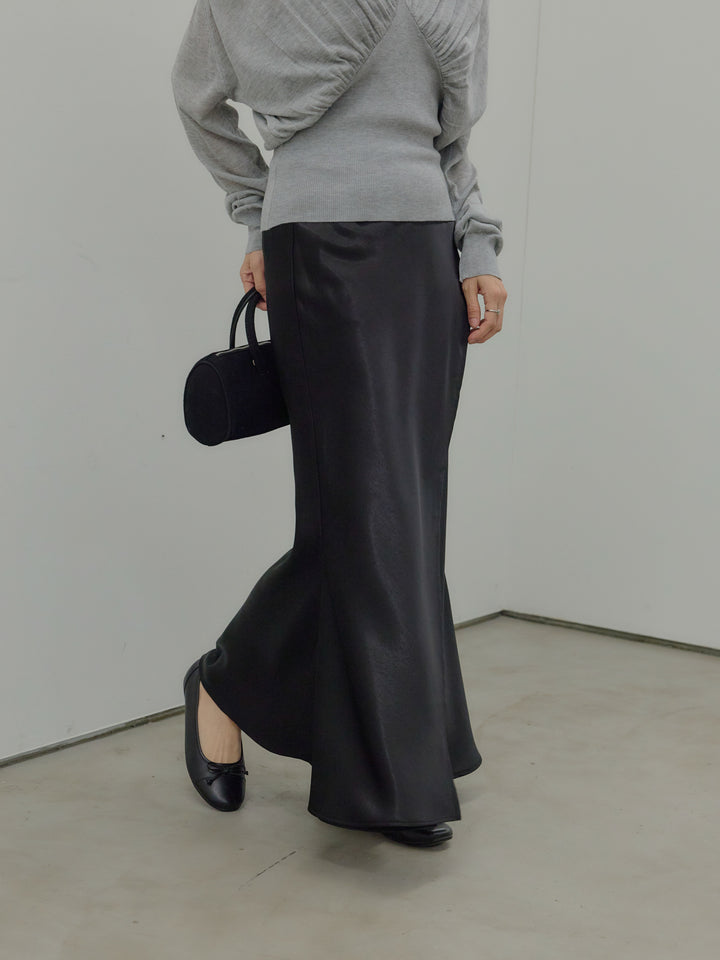 【SET】【Essential】Wrap design satin mermaid skirt+【Essential】Wrap design satin mermaid skirt(2set)