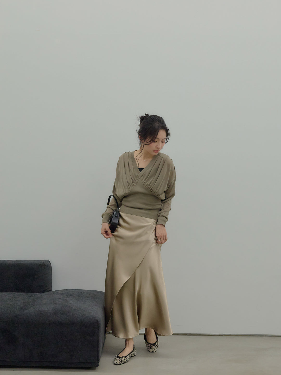 【SET】【Essential】Wrap design satin mermaid skirt+【Essential】Wrap design satin mermaid skirt(2set)