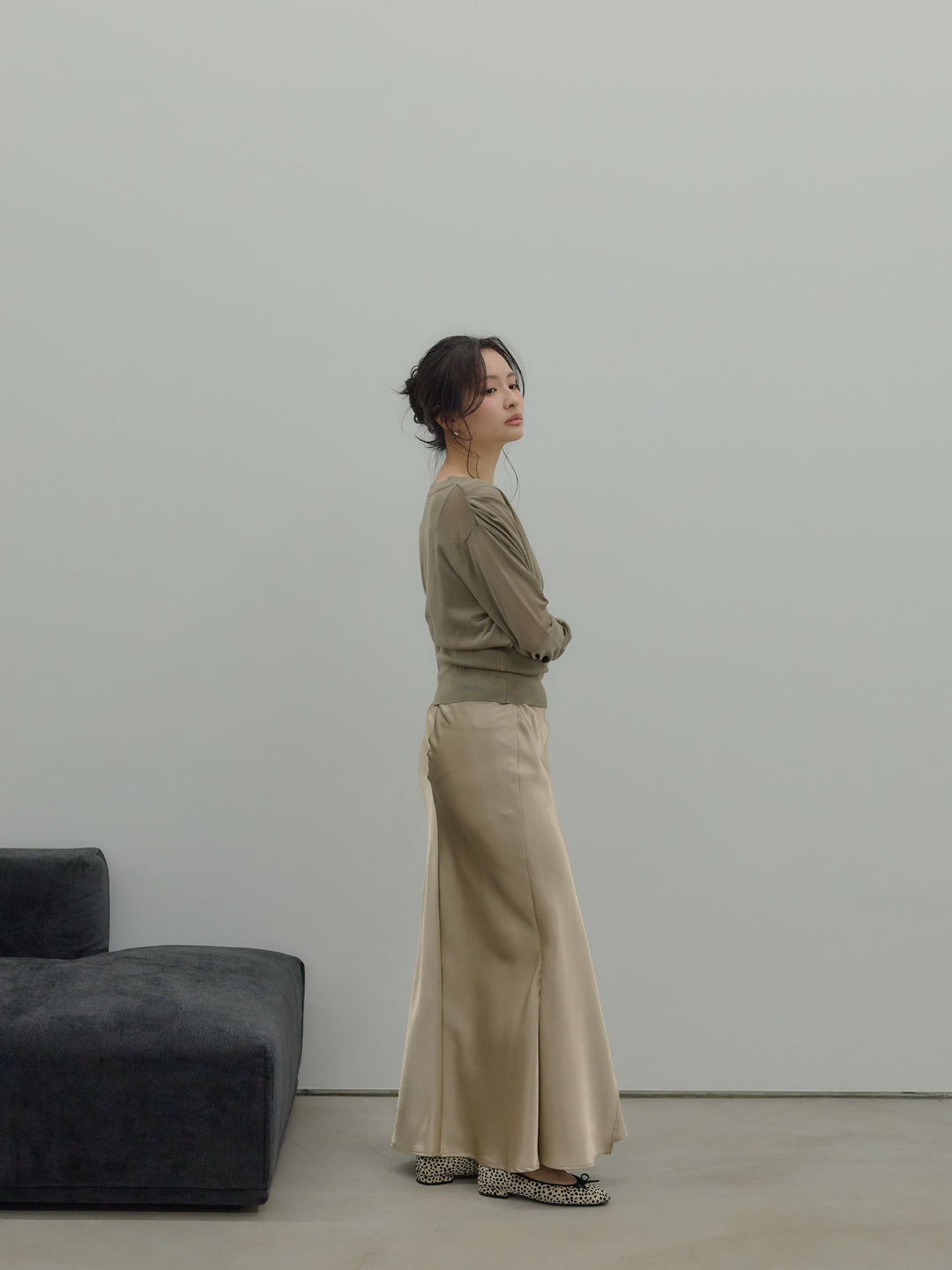 【SET】【Essential】Wrap design satin mermaid skirt+【Essential】Wrap design satin mermaid skirt(2set)