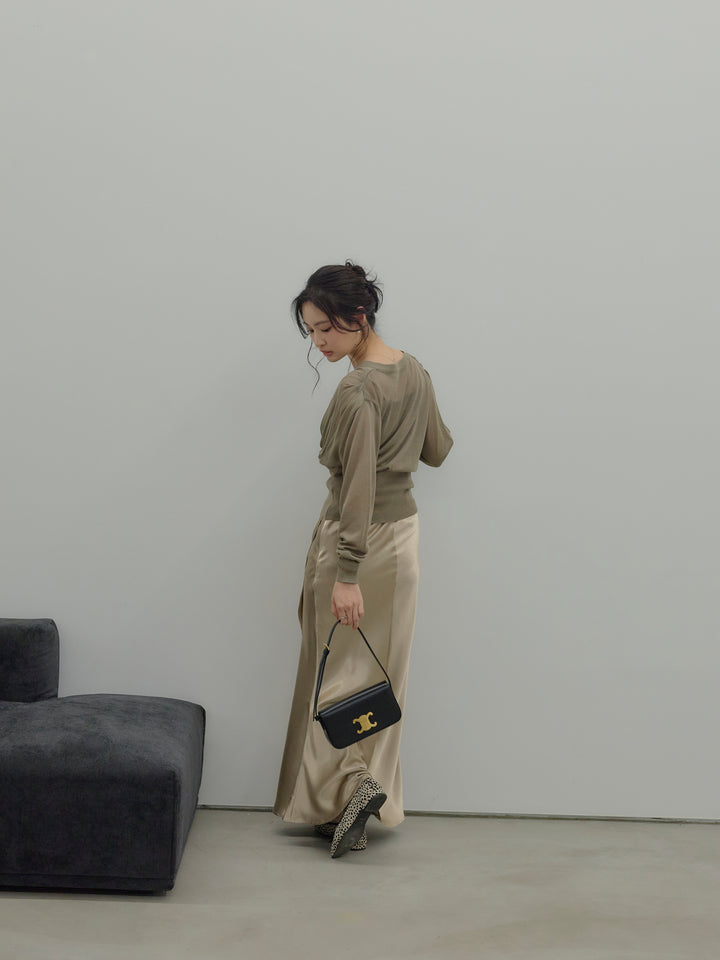 【SET】【Essential】Back open satin camisole dress+【Essential】Wrap design satin mermaid skirt(2set)