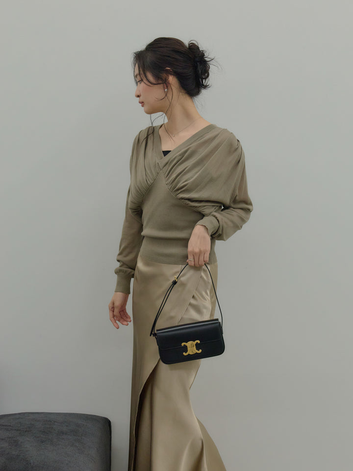 【SET】【Essential】Wrap design satin mermaid skirt+【Essential】Wrap design satin mermaid skirt(2set)