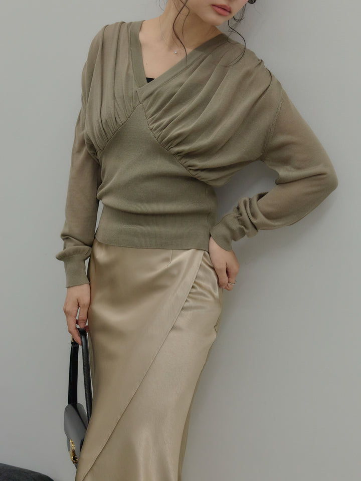 【SET】【Essential】Wrap design satin mermaid skirt+【Essential】Wrap design satin mermaid skirt(2set)