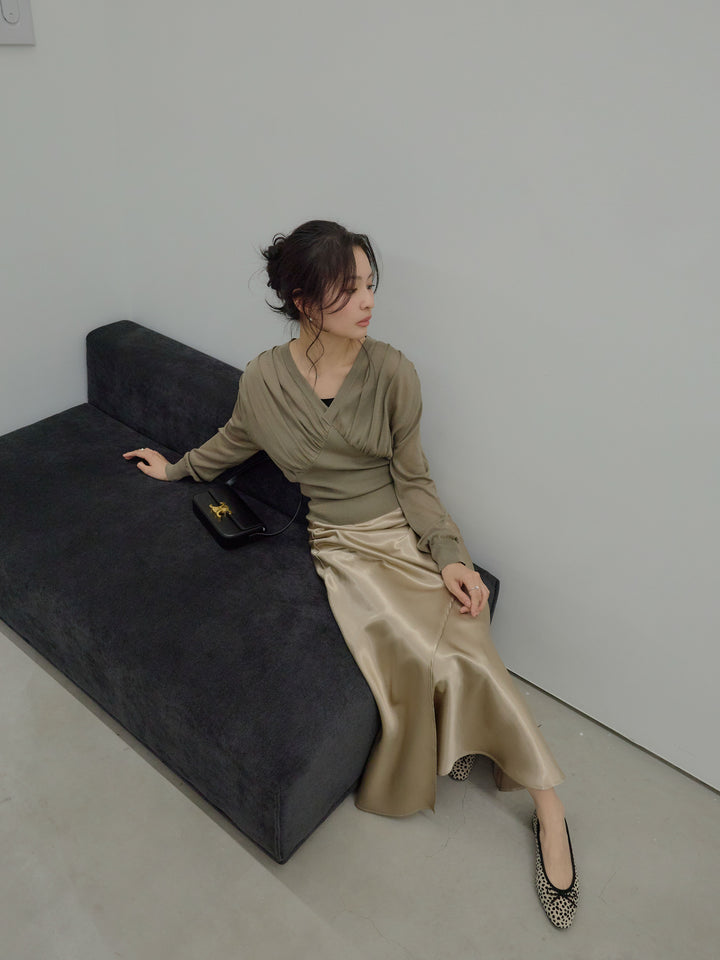 【SET】【Essential】Wrap design satin mermaid skirt+【Essential】Wrap design satin mermaid skirt(2set)