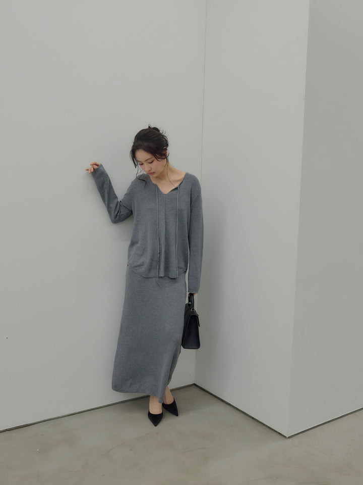 リボンソフトニットトップス&スカートSET UP
