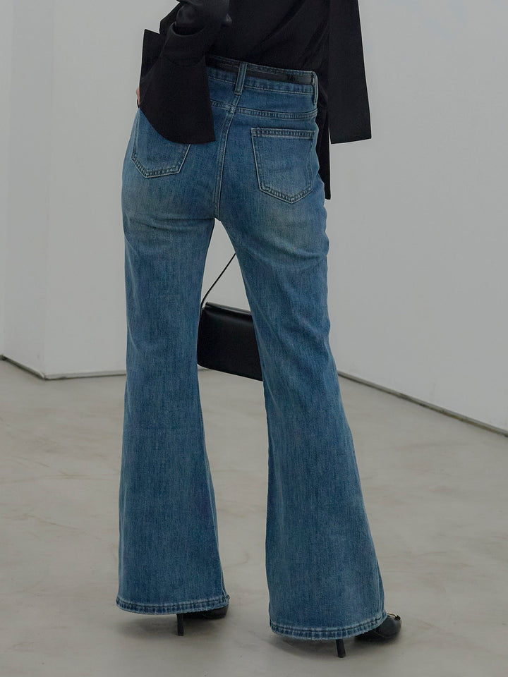 美ラインストレッチフレアデニム