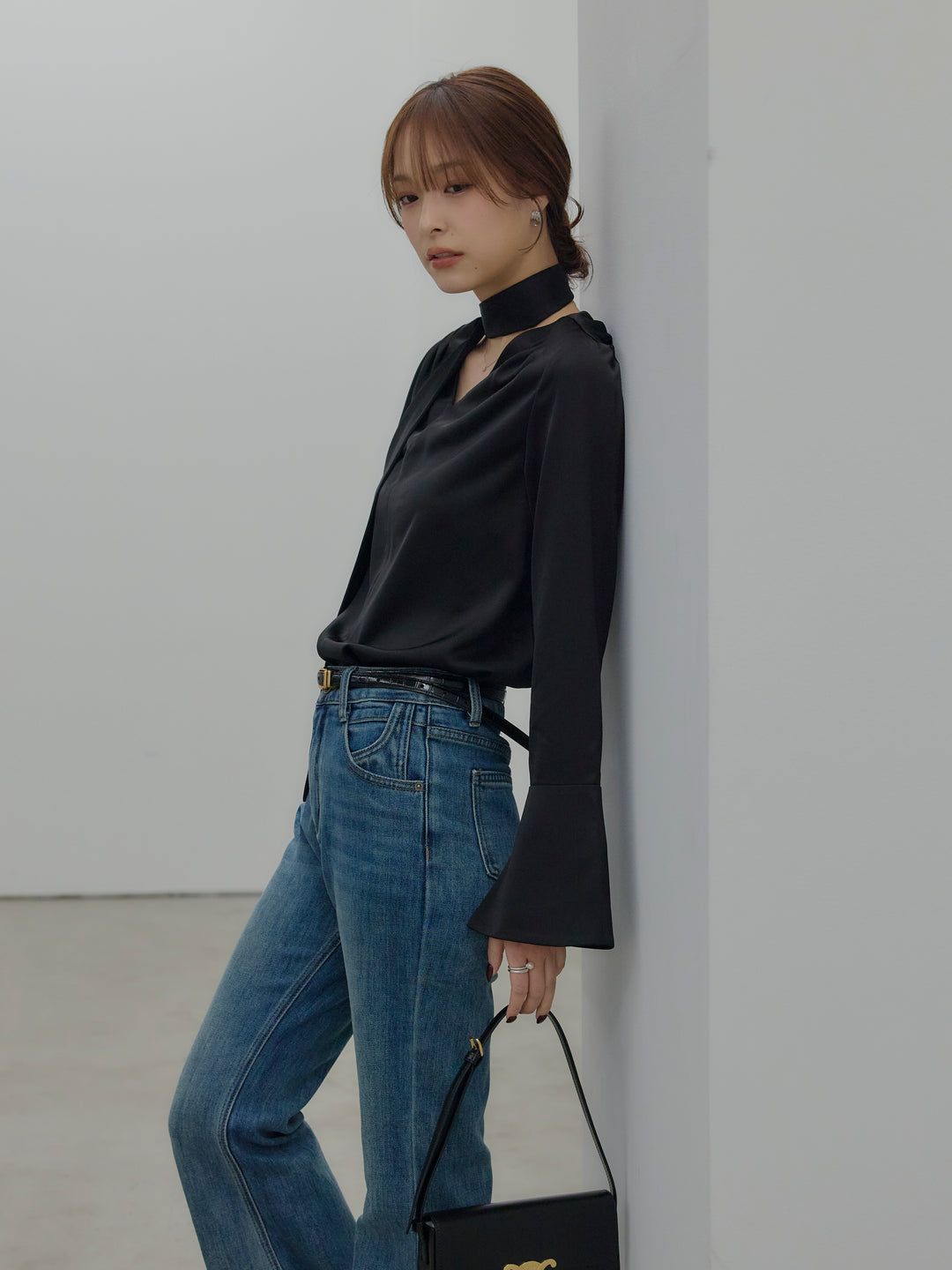 美ラインストレッチフレアデニム