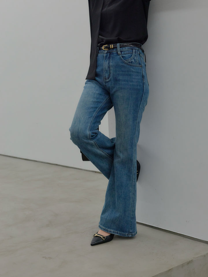 美ラインストレッチフレアデニム