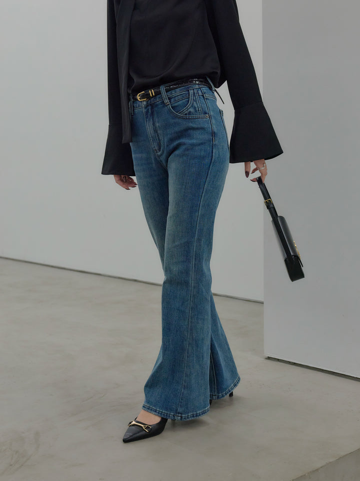 美ラインストレッチフレアデニム
