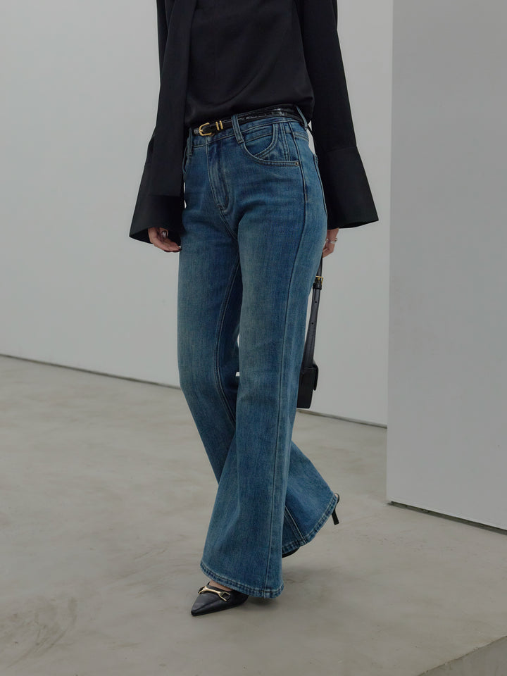 美ラインストレッチフレアデニム