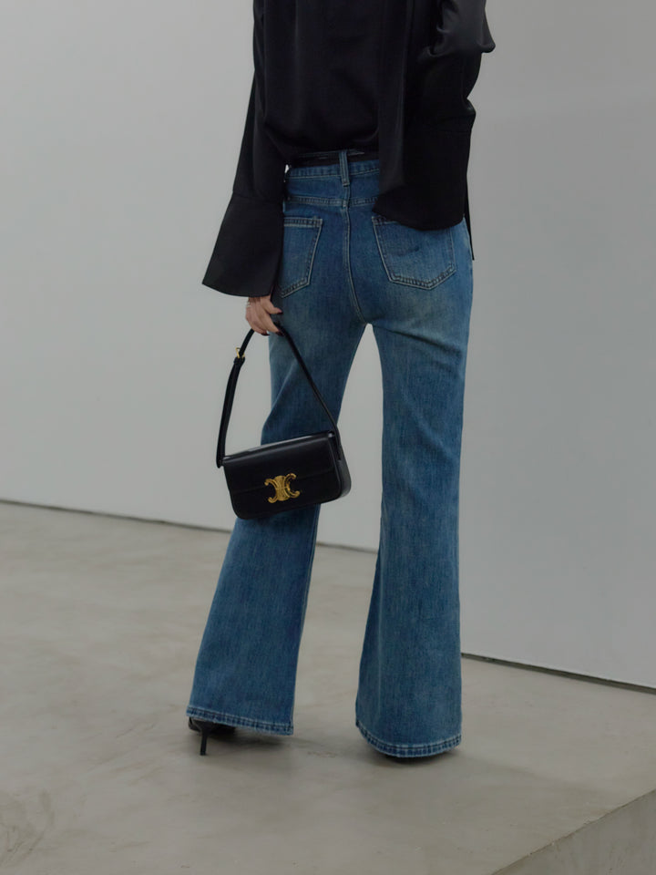 美ラインストレッチフレアデニム