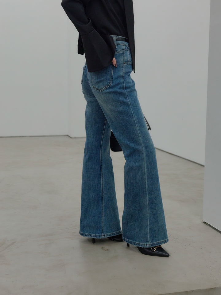 美ラインストレッチフレアデニム