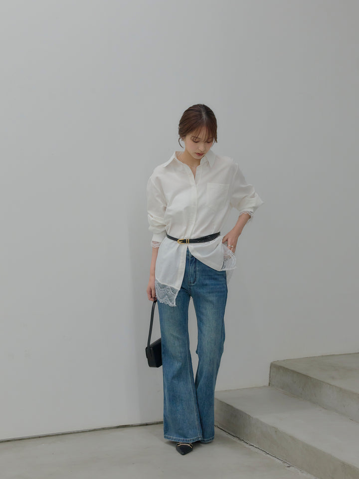 美ラインストレッチフレアデニム